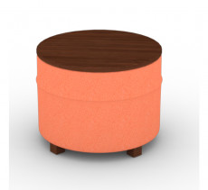 Ottoman Table Round, Orange, wooden color, Cylinder Ottoman, Lounge