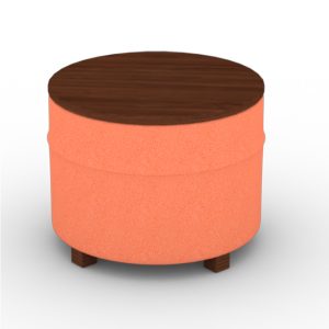 Ottoman Table Round, Orange, wooden color, Cylinder Ottoman, Lounge