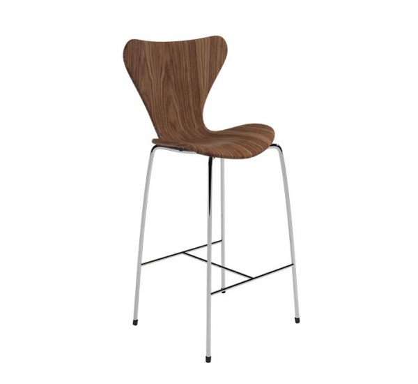 Wooden Chair, Edge Cut Style Chair, Metal leg Chair, Brown Wood Chair, Bar Stool