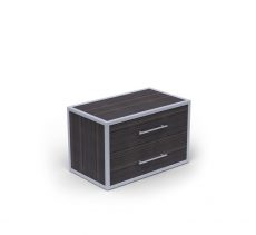 Espresso color wooden and metal chest with two drawer