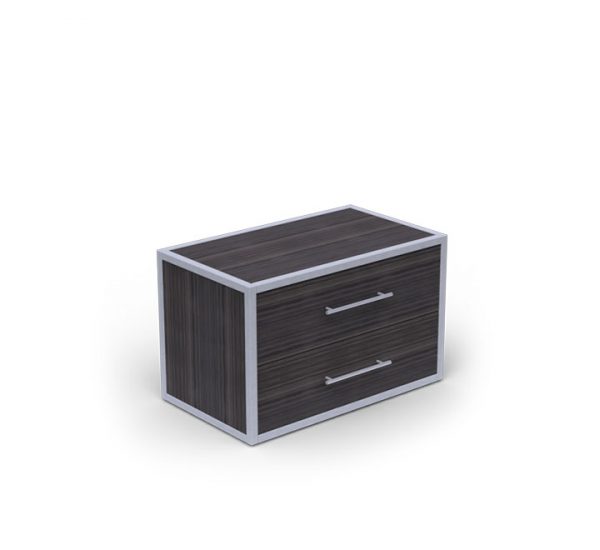 Espresso color wooden and metal chest with two drawer