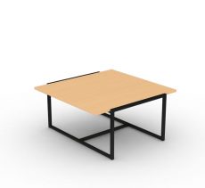 coffee table, square table, natural wood color table, black metal leg table