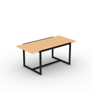 Rectangle Table, Coffee Table, Natural Wood Color Table, Black Metal Leg Table
