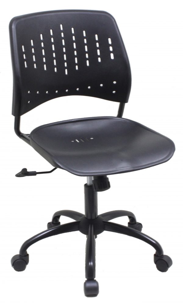 Black Adjustable Metal Chair with Wheels