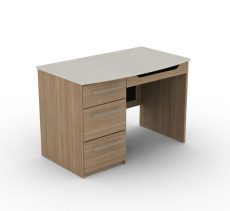 Three Drawer wooden desk with pencil drawer in Teak Wood color