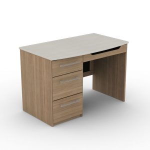 Three Drawer wooden desk with pencil drawer in Teak Wood color