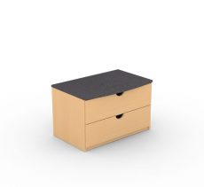 Two Drawer Wooden Chest with Graphite Top, 30 inch