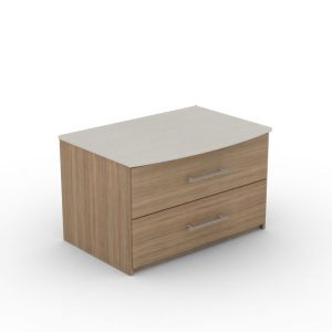 Two drawer wooden chest in Teak color
