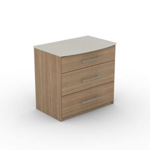 Three Drawer wooden chest in Teak color