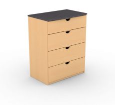 Four Drawer Wooden Chest with Graphite Top