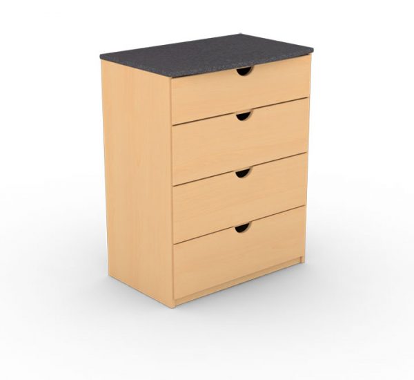 Four Drawer Wooden Chest with Graphite Top