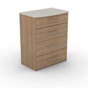 Four Drawer wooden chest in Teak color