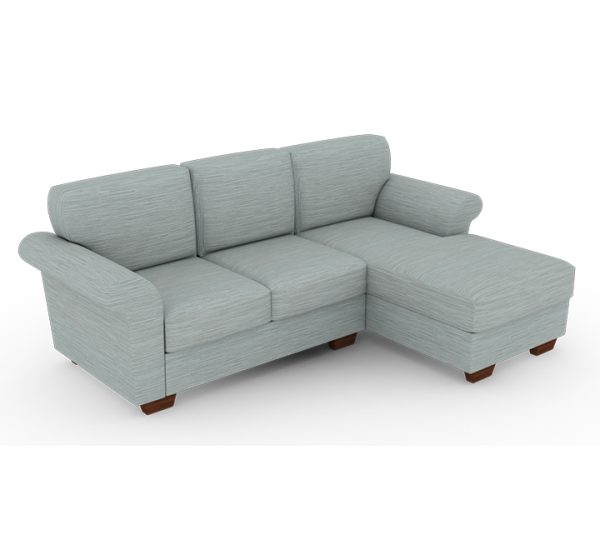 Grey Sofa, Three Seater Sofa with Chaise, Lounge Sofa, L shape Sofa, Extended Sofa, Light Color Sofa