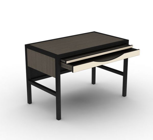 Study Desk with Pencil Drawer and Pullout Drawer with Black Metal legs