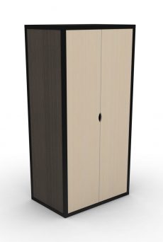 Full Size Wooden Wardrobe with Black Metal Frame