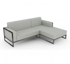 Extended Sofa, Metal Frame Sofa, L shape Sofa, Three seater sofa with Chaise, Grey Sofa, Light Color Sofa