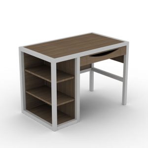 Pencil Drawer Desk, Study Desk, Walnut Color Wooden Desk, Open Desk