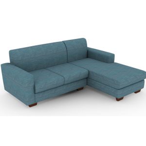 Three Seater Sofa with Chaise, L Shape Sofa, Blue Sofa, Extended Sofa