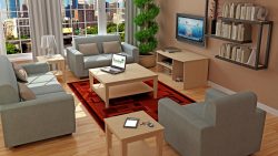 Common Area, Wooden Table, Side Table, Television Cabinet, Lamp Table, Sofa Chair, Book Shelf, Television