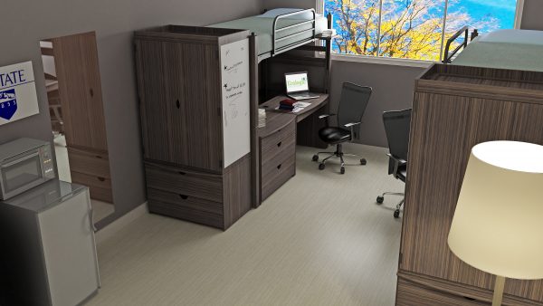 Loft Bed, Office chair, study chair, fridge, oven, mirror, lamp, bunker bed, office desk, wooden desk, desktop table