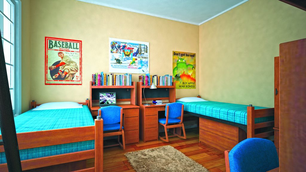 Twin Room, Student Room, Twin Bed, Study Desk, Wooden Single Bed, Wooden Book Shelf, Wooden Chair