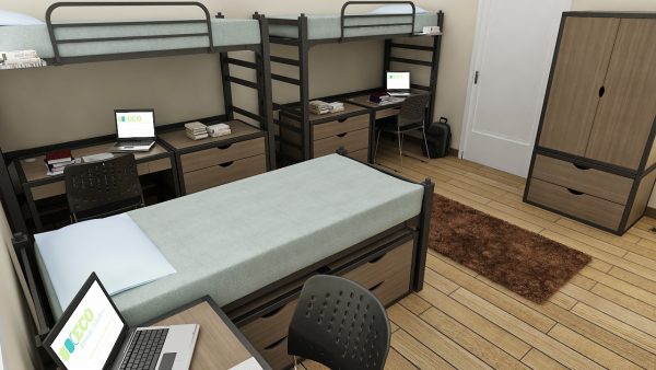 Triple Room, Loft Bed, Wardrobe, Single Bed, Study Desk, Loft bed with Desk, Study Desk, Chair