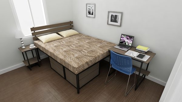 Double Bed with Chest, Side Table, Study Table, Study Chair