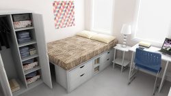 Double Bed , Two Drawer Chest, Side Table, Study Table, Metal chair with Fiber Back, Full Size Wardrobe with 5 compartment
