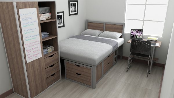 Full Size Wardrobe with three drawer and three cabinet, double bed with two drawer chest, study desk, study table, study chair