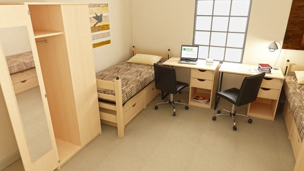 single bed with drawer, wooden single bed, wooden wardrobe, revolving chair, office chair, wooden table, office table, study table, laptop desk with drawer, bedroom
