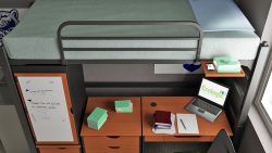 metal loft bed, study table, office desk with drawer