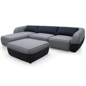 Extended Full Size Sofa with ottoman in Grey Color