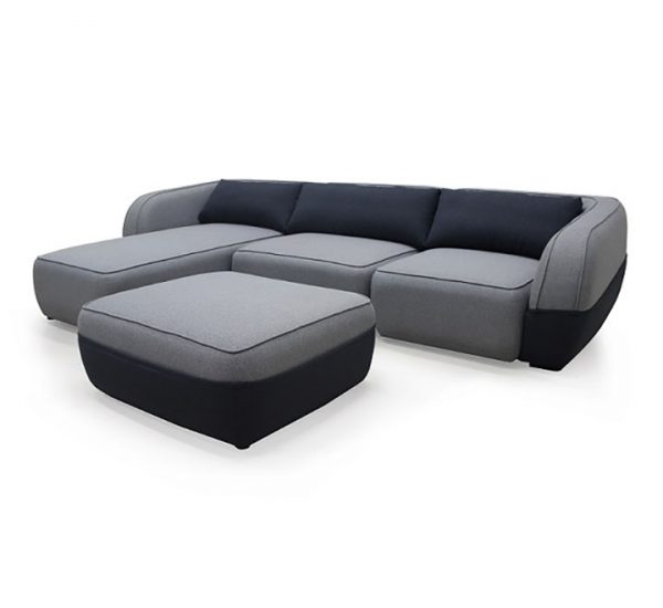 Extended Full Size Sofa with ottoman in Grey Color