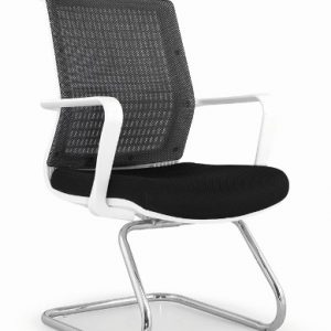 Office Chair, Study Chair, Back Mesh Chair, Silver Metal Lega, White Hand Rest, Cushioned Seat