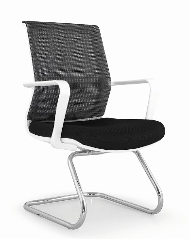 Office Chair, Study Chair, Back Mesh Chair, Silver Metal Lega, White Hand Rest, Cushioned Seat