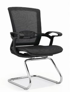 Black chair, back mesh, cushioned chair, metal chair, dining chair