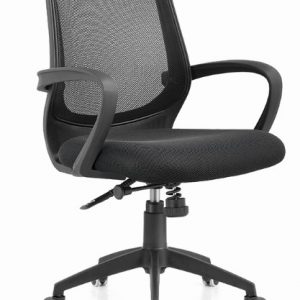 Back Mesh Chair, Adjustable Height Chair, Revolving Chair, Chair with Wheels, Office Chair, Black Chair